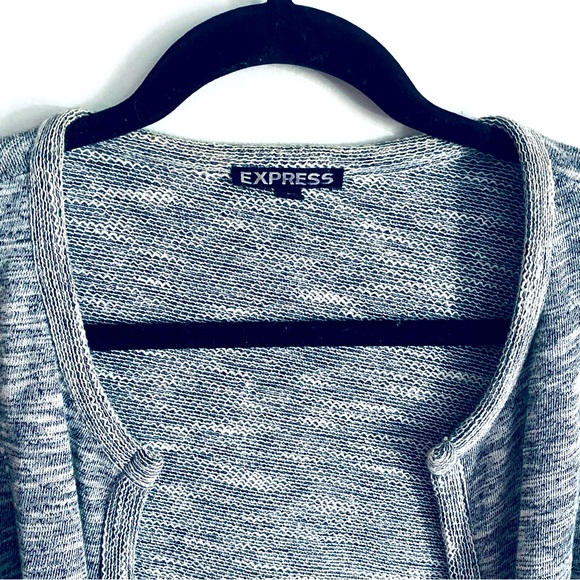 EXPRESS Women's Heather Gray Cropped Quarter Sleeve Cardigan Jacket Size S - Picture 4 of 8